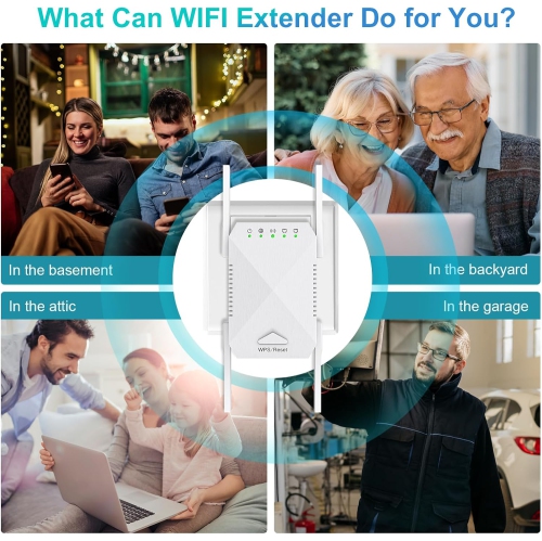 Prolongateur de portée Wi-Fi Amplificateur de signal pour la maison Puissant amplificateur Wi-Fi – Couverture jusqu'à 10000&nbsp;pi², sans fil