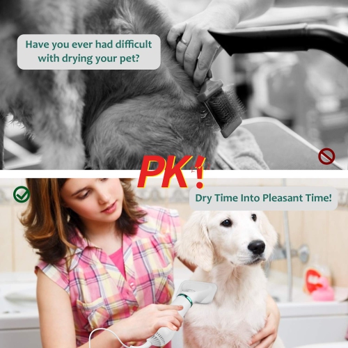 Pet Hair Dryer, 2 in 1 Portable Home Pet Hair Dryer with Slicker Brush and Fur Remover, Pet Grooming for Small Large Dogs and Cats