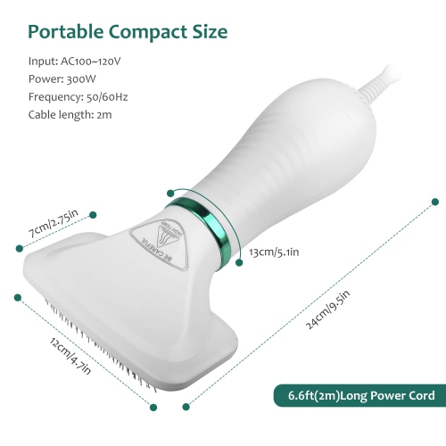 Pet Hair Dryer, 2 in 1 Portable Home Pet Hair Dryer with Slicker Brush and Fur Remover, Pet Grooming for Small Large Dogs and Cats