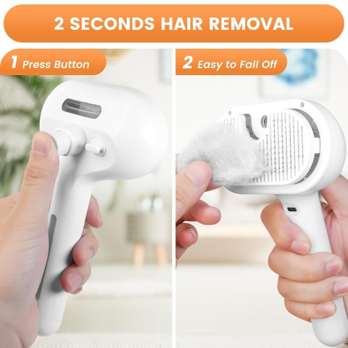 Cat Steam Brush, Pet Spray Hair Removal Comb with Release Button for Shedding & Grooming, Water Brush for Indoor Cats Dogs