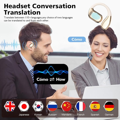 Écouteurs boutons à traducteur de langue IA, écouteurs boutons à traduction 3-en-1 en temps réel 144 langues et accessoires, appareil de traduction