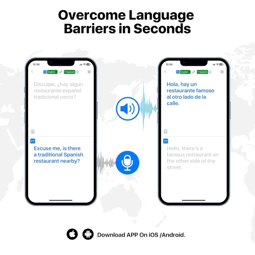 Écouteurs boutons à traducteur de langue IA, écouteurs boutons à traduction 3-en-1 en temps réel 144 langues et accessoires, appareil de traduction
