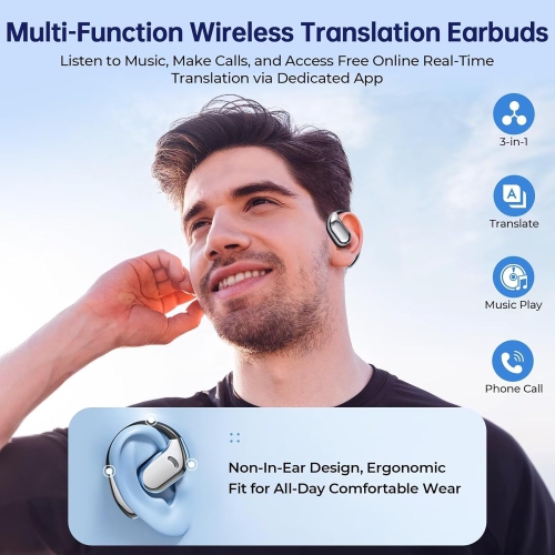 AI Translation Earbuds Real Time,144 Language Translator Earbuds,Bluetooth Headphones Translating Device for Travel Business Learning