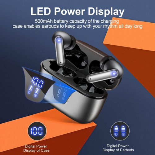 Wireless Earbuds,Ear Buds Bluetooth Headphones with LED Digital Display Charge Case,Mini Wireless In-Ear Earphones with Mic for Phone Computer Laptop