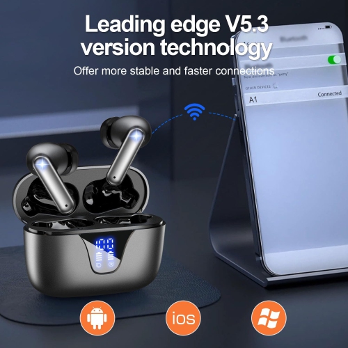 Wireless Earbuds,Ear Buds Bluetooth Headphones with LED Digital Display Charge Case,Mini Wireless In-Ear Earphones with Mic for Phone Computer Laptop