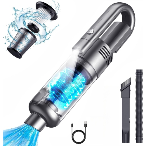 Handheld Car Vacuum Cleaner,Powerful Suction Portable Cordless Vacuum,Large Capacity Wireless Mini Vacuum with LED Light for Home Office Car Cleaning