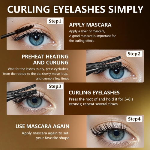 Heated Eyelash Curler Fast Heating,3 Heat Modes with USB Rechargeable,Electric Eyelash Curler,Natural Curling Long Lasting,Anti-Burn Eyelid