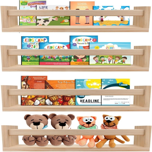 Image 1 of 5.. birola Wood Floating Nursery Shelves for Wall