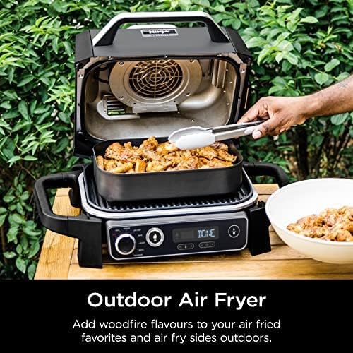 Ninja Woodfire 7-in-1 Outdoor Grill, Master Grill, BBQ Smoker, & Outdoor Air Fryer with Woodfire Technology, Ninja Woodfire Pellets, and Premium