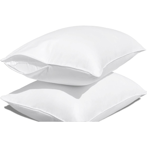 Canadian Linen Cotton Pillow Protector Full Zipper Encasement, 20"x36" King, 2 pack, Soft Breathable Natural Cooling Fabric Bed Bug Proof Pillow Cover