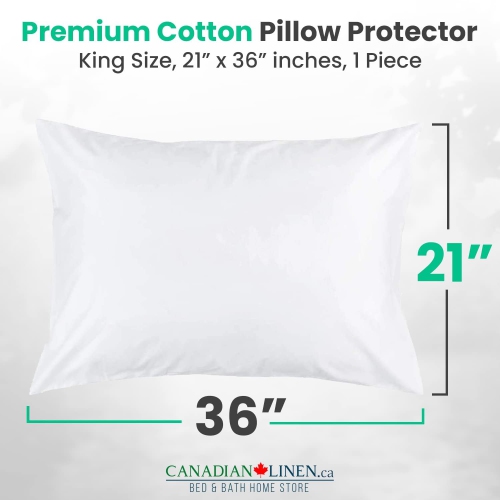 Canadian Linen Cotton Pillow Protector Full Zipper Encasement, 20"x36" King, 2 pack, Soft Breathable Natural Cooling Fabric Bed Bug Proof Pillow Cover