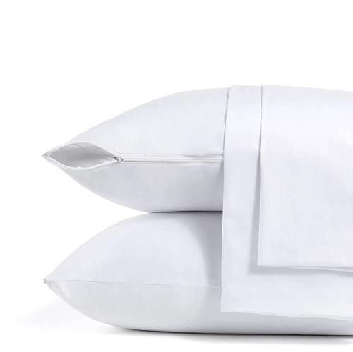 Canadian Linen Cotton Pillow Protector Full Zipper Encasement 20"x26" Standard 2 pack Soft Breathable Natural Cooling Fabric Bed Bug Proof Pillow