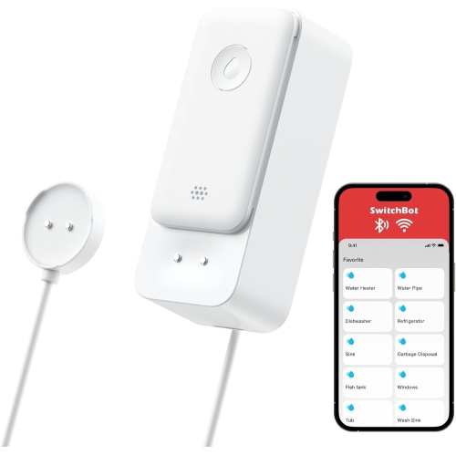 Détecteur/capteur de fuite d'eau Wi-Fi de SwitchBot | Détecteur de fuite sans fil avec câble de détection 1&nbsp;m, aucun concentrateur requis