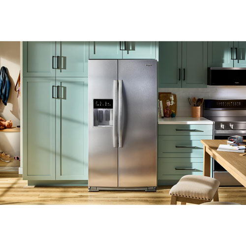Whirlpool 36" 28.4 Cu Ft Side-By-Side Refrigerator w/ Water & Ice Dispenser - Fingerprint Resistant Stainless