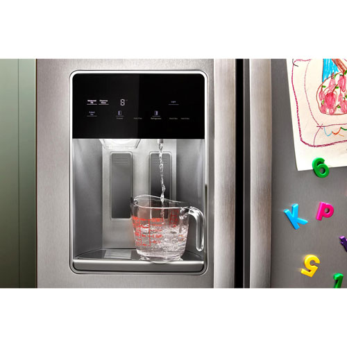 Whirlpool 36" 28.4 Cu Ft Side-By-Side Refrigerator w/ Water & Ice Dispenser - Fingerprint Resistant Stainless