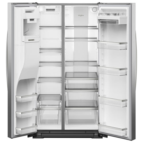 Whirlpool 36" 28.4 Cu Ft Side-By-Side Refrigerator w/ Water & Ice Dispenser - Fingerprint Resistant Stainless