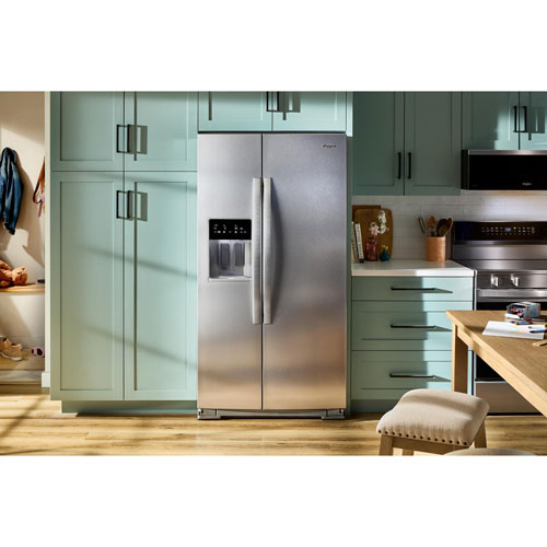 Whirlpool 36" 20.9 Cu Ft Side-By-Side Refrigerator w/ Water & Ice Dispenser - Fingerprint Resistant Stainless