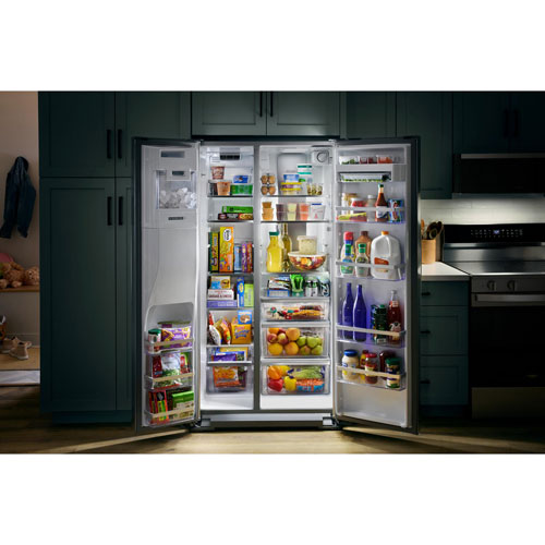 Whirlpool 36" 20.9 Cu Ft Side-By-Side Refrigerator w/ Water & Ice Dispenser - Fingerprint Resistant Stainless