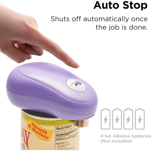 One Touch Can Opener: Open Cans with Simple Press of A Button - Auto Stop As Task Completes, Ergonomic, Smooth Edge, Food-Safe, Battery Operated Can