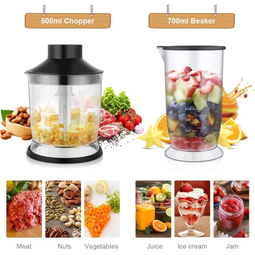 YISSVIC Hand Blender Mixer 1000W Immersion Blender with 9 Speed and Turbo Mode Handheld Stick Mixer, Beaker, Chopper