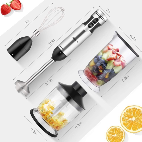 YISSVIC Hand Blender Mixer 1000W Immersion Blender with 9 Speed and Turbo Mode Handheld Stick Mixer, Beaker, Chopper