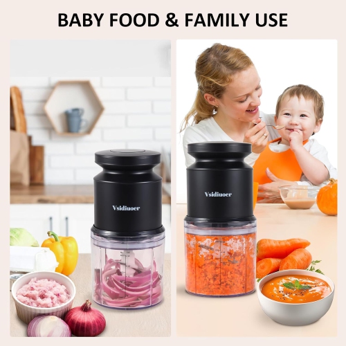 Vsidiuoer Mini Food Processor 600ML, Meat Grinder 400W, Small Food Processor with 4 Stainless Blades, Electric Food Chopper Suitable for Meat,