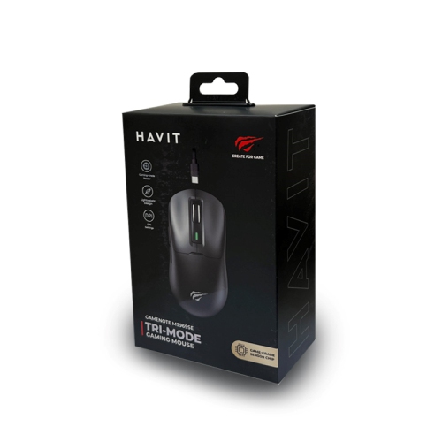 Havit MS969SE avec fil+sans fil trimode 2,4&nbsp;GHz+Bluetooth sans fil V5.1, 8000&nbsp;ppp, batterie 600&nbsp;mAh rechargeable, souris de jeu légère
