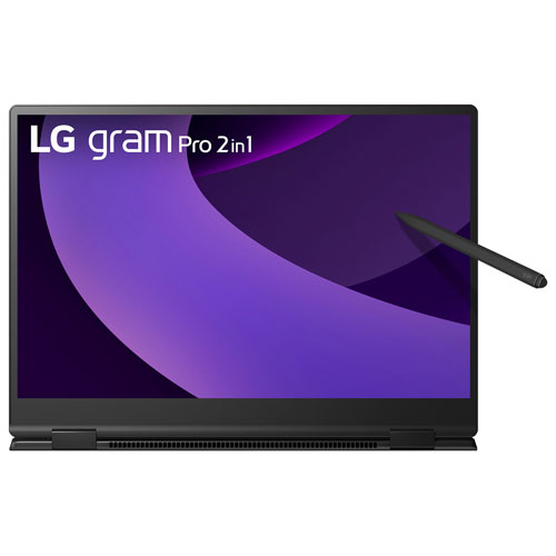 Portable à écran tactile deux-en-un de 16 po Gram de LG - Noir volcanique (Core Ultra7 255H d’Intel/mémoire vive 32 Go/disque SSD de 1 To)