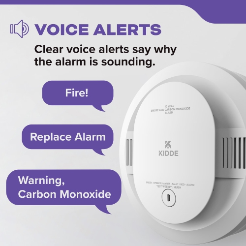 Tout nouveau - Détecteur de fumée et de monoxyde de carbone Kidde DETECT combiné, pile de 10 ans avec alertes vocales