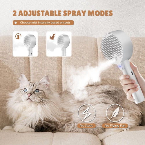 Steam Cat Brush,Spray Pet Grooming Brush & Hair Removal Comb for Indoor Cat Hair Removal,Massage Cleaning