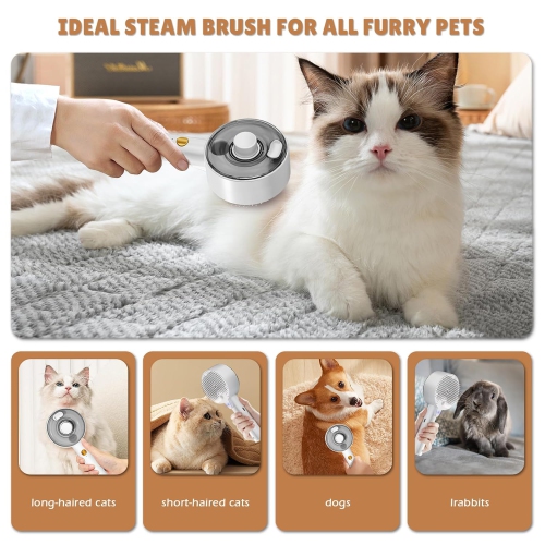 Steam Cat Brush,Spray Pet Grooming Brush & Hair Removal Comb for Indoor Cat Hair Removal,Massage Cleaning
