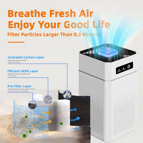 Air Purifier for Bedroom HEPA Air Purifier for Pet Smoke Pollen Dander Hair Smell Air Cleaner For Office Living Room