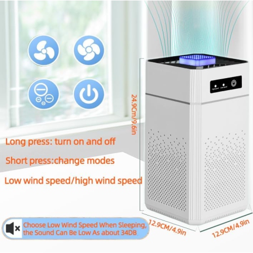 Air Purifier for Bedroom HEPA Air Purifier for Pet Smoke Pollen Dander Hair Smell Air Cleaner For Office Living Room