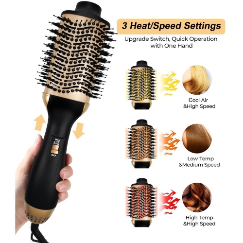 3 in 1 Hot Air Styler,Portable Electric Hair Dryer Curling Brush for Blow Drying,Curling,Straightening Hair