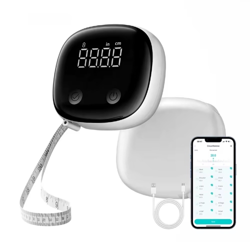 Smart Body Measuring Ruler with APP,LED Display Rechargeable Measuring Ruler for Fitness and Weight Loss Measurement