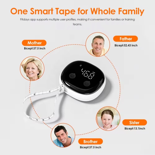 Smart Body Measuring Ruler with APP,LED Display Rechargeable Measuring Ruler for Fitness and Weight Loss Measurement