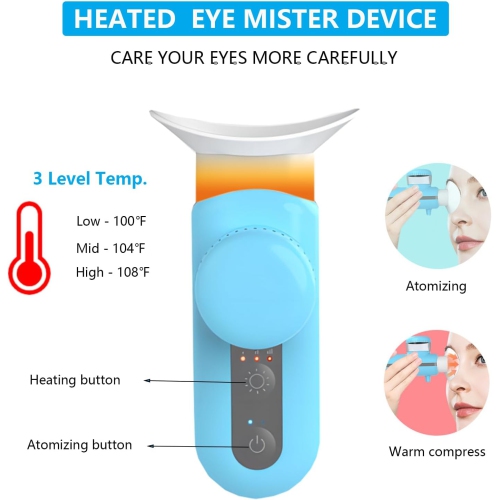 Heated Nano Eye Mist Sprayer,Portable Eye Mister with Warm Compress Moist Heat for Relief Dry Eyes,Rechargeable Electric Eye Steamer for Eyelid