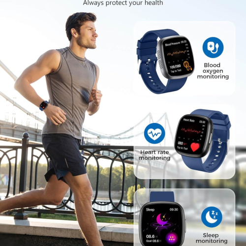 Smart Watch, 1.72" Smart Watch for Men Women, Fitness Tracker with 100+ Sport Modes, IP68 Waterproof, Heart Rate/Sleep/Spo2 Monitor, Activity Tracker