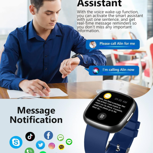 Smart Watch, 1.72" Smart Watch for Men Women, Fitness Tracker with 100+ Sport Modes, IP68 Waterproof, Heart Rate/Sleep/Spo2 Monitor, Activity Tracker