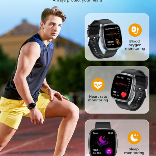 Smart Watch, 1.72" Smart Watch for Men Women, Fitness Tracker with 100+ Sport Modes, IP68 Waterproof, Heart Rate/Sleep/Spo2 Monitor, Activity Tracker
