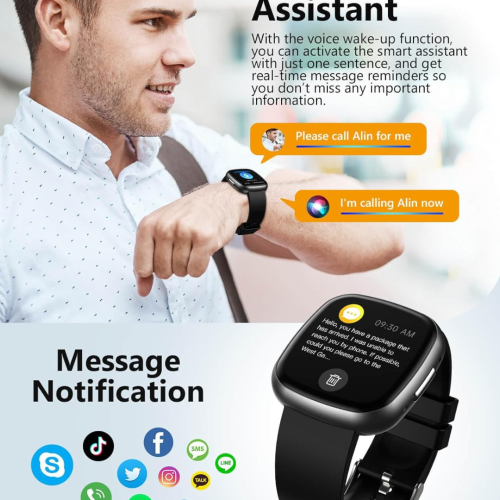 Smart Watch, 1.72" Smart Watch for Men Women, Fitness Tracker with 100+ Sport Modes, IP68 Waterproof, Heart Rate/Sleep/Spo2 Monitor, Activity Tracker