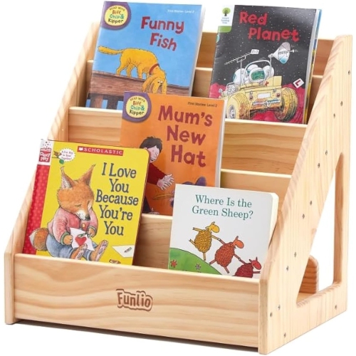 Image 1 of 5.. FUNLIO Montessori Bookshelf for Toddlers 1-5 Years