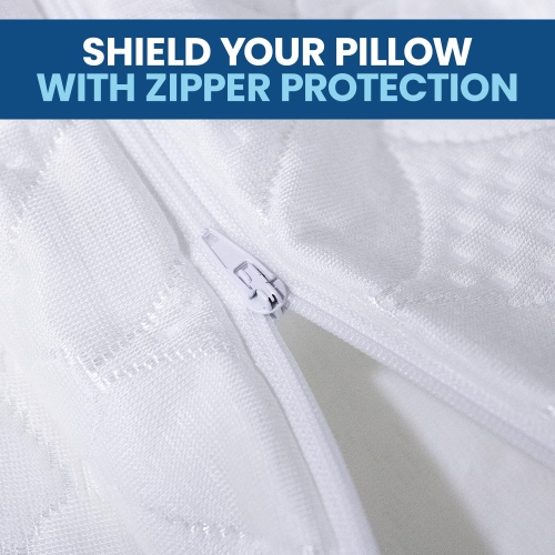 Canadian Linen Bamboo Viscose Waterproof Pillow Protector Zipper Closure Flower Design 20"x26" Standard 2 pack Soft Absorbent Breathable Cooling