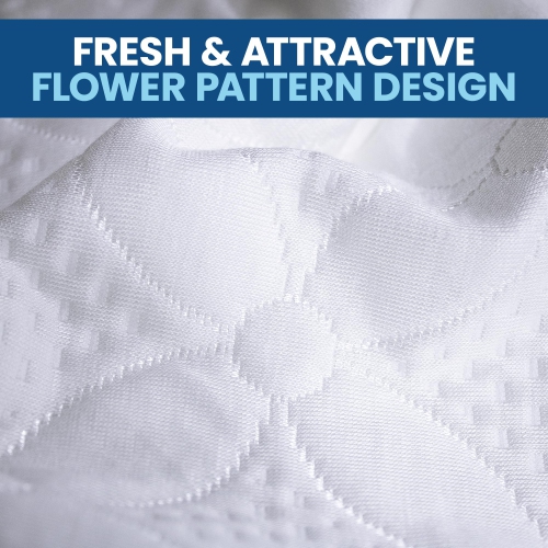 Canadian Linen Bamboo Viscose Waterproof Pillow Protector Zipper Closure Flower Design 20"x30" Queen, 2 pack Soft Absorbent Breathable Cooling Fabirc