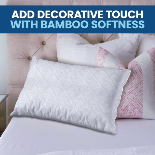 Canadian Linen Bamboo Viscose Waterproof Pillow Protector Zipper Closure Flower Design, 20"x36" King, 2 pack Soft Absorbent Breathable Cooling Fabirc