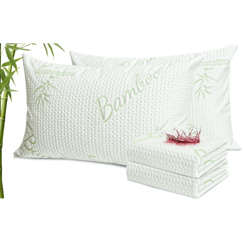 Canadian Linen Bamboo Viscose Waterproof Pillow Protector Zipper Closure Tree Design, 20"x36" King, 2 Pack, Soft Absorbent Breathable Cooling Fabirc