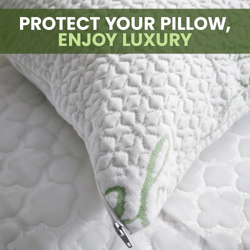 Canadian Linen Bamboo Viscose Waterproof Pillow Protector Zipper Closure Tree Design, 20"x36" King, 2 Pack, Soft Absorbent Breathable Cooling Fabirc