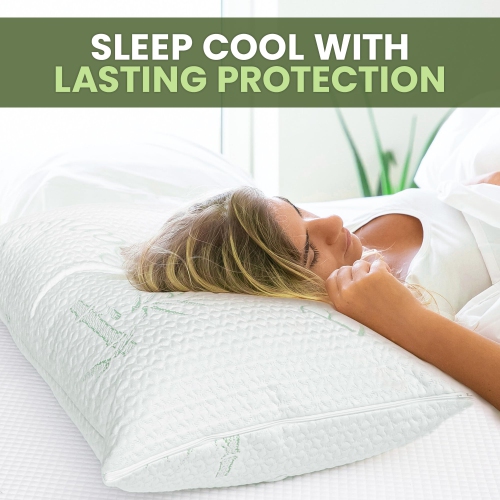 Canadian Linen Bamboo Viscose Waterproof Pillow Protector Zipper Closure Tree Design, 20"x36" King, 2 Pack, Soft Absorbent Breathable Cooling Fabirc