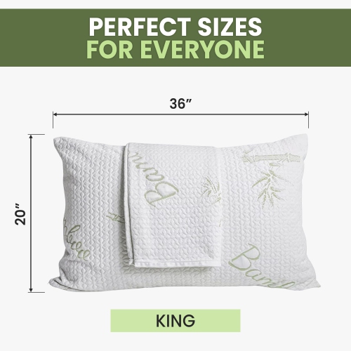 Canadian Linen Bamboo Viscose Waterproof Pillow Protector Zipper Closure Tree Design, 20"x36" King, 2 Pack, Soft Absorbent Breathable Cooling Fabirc