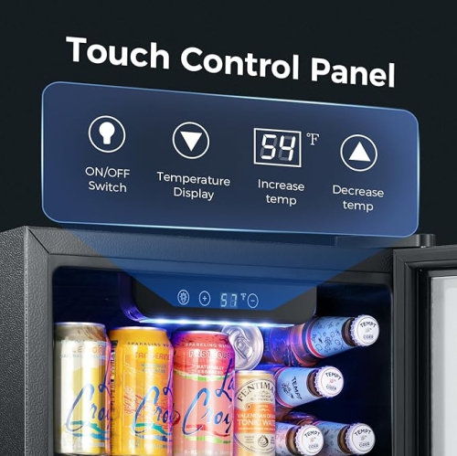 Kismile 1.3 Cu.ft Beverage Refrigerator and Cooler, 12 Bottle 48 Can Mini Fridge Glass Door, Small Drink Dispenser Cooler for Home, Office, Bar -